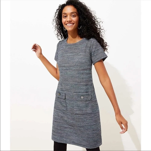LOFT Tweed Short Sleeve Dress - Picture 1 of 8
